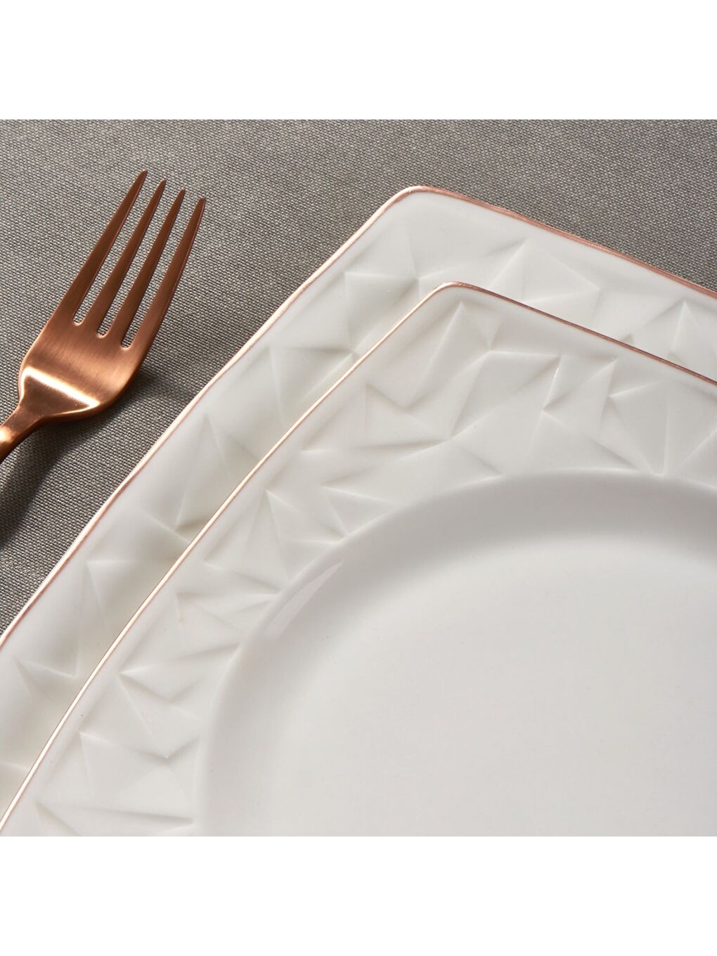 Karışık Vivente 8 Parça 2 Kişilik Bone Yemek Takımı - Copper Bakır-1