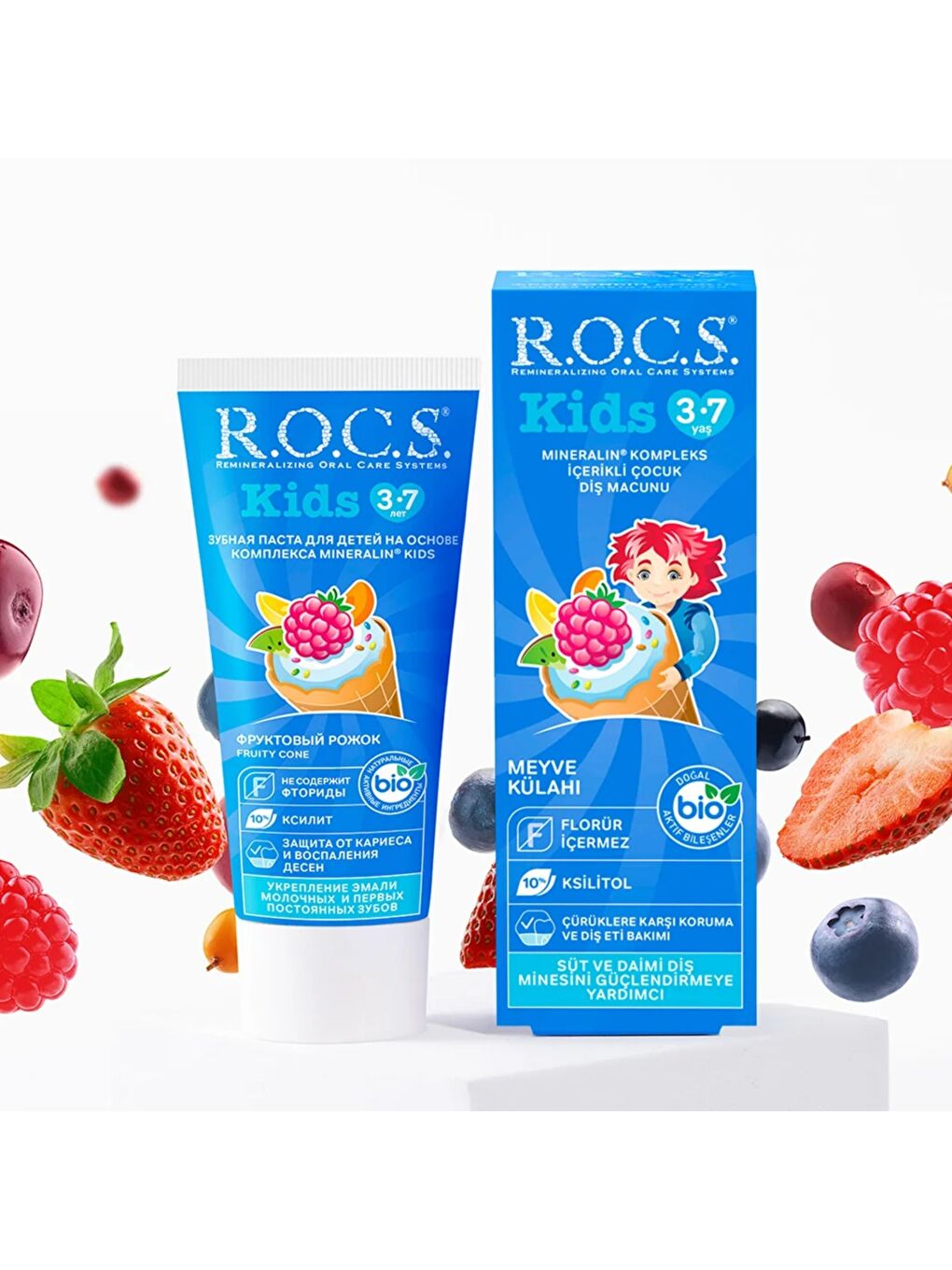 Kids 3-7 Yaş Meyve Külahı Tadında Florürsüz Çocuk Diş Macunu 45gr-4