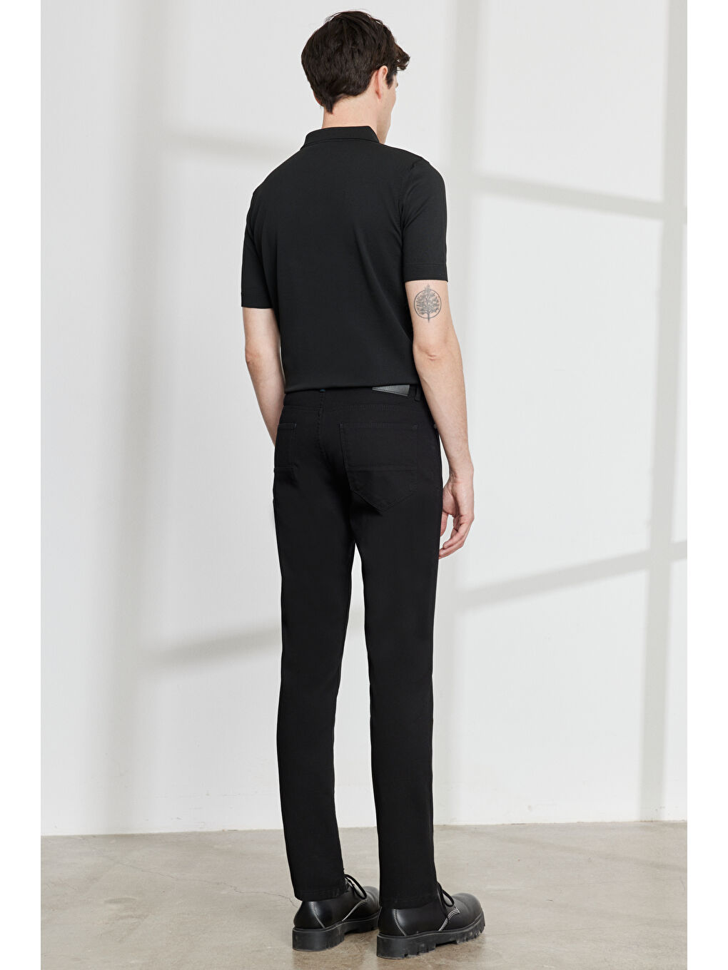 Erkek Siyah Slim Fit Dar Kesim 5 Cep Armürlü Esnek Pantolon-3