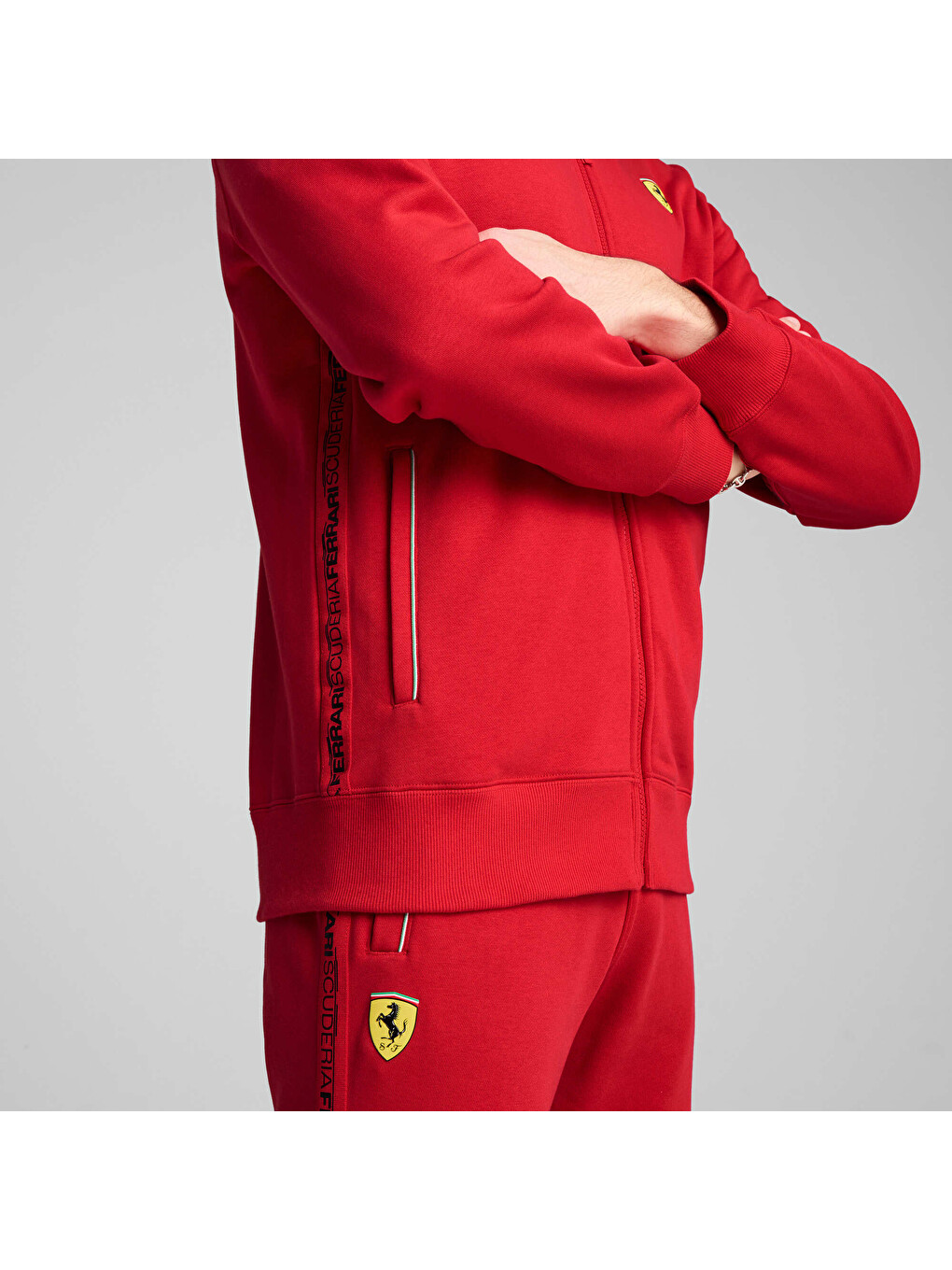 Kırmızı SCUDERIA FERRARI Race Erkek Kapüşonlu Ceket-2