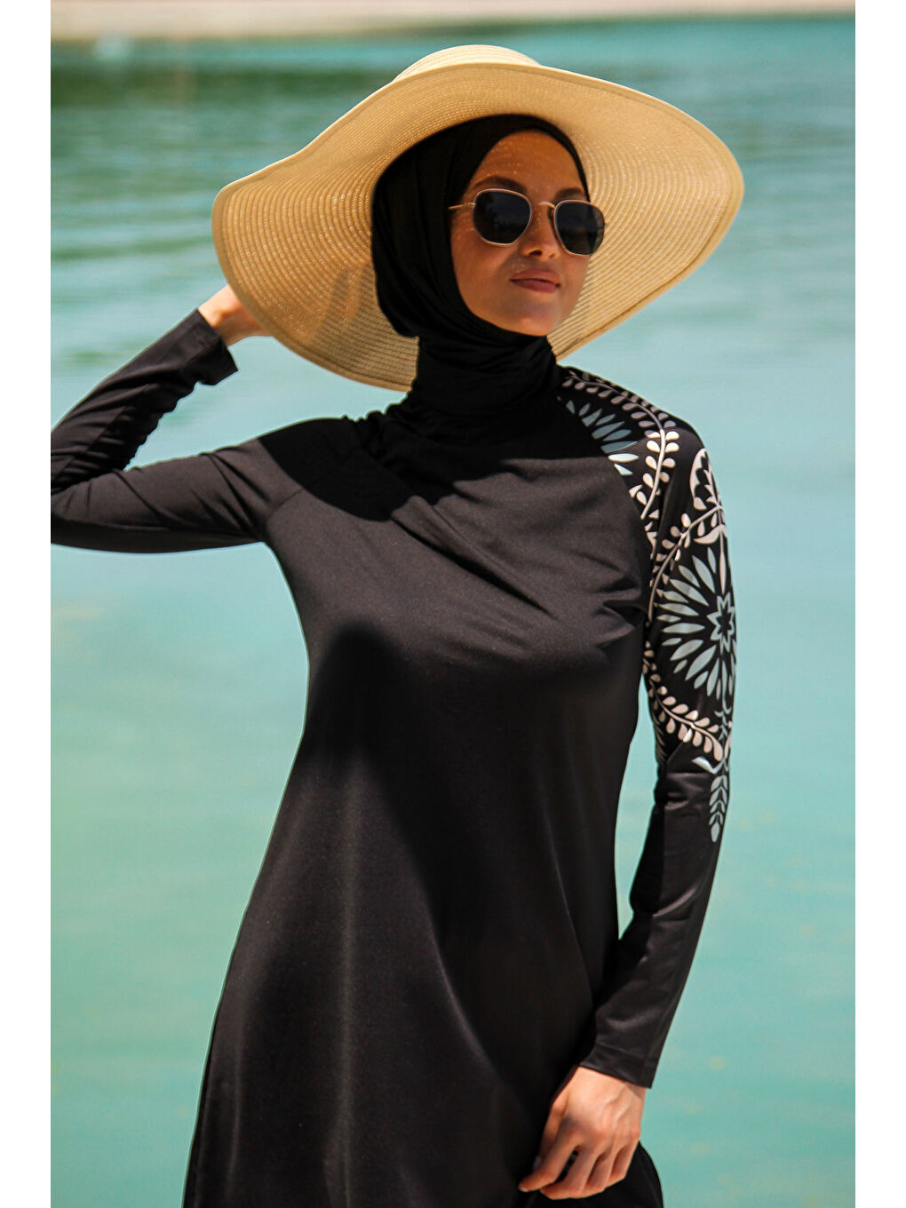 Tesettür Mayo 4’lü Tam Kapalı Desenli Siyah M2225-2