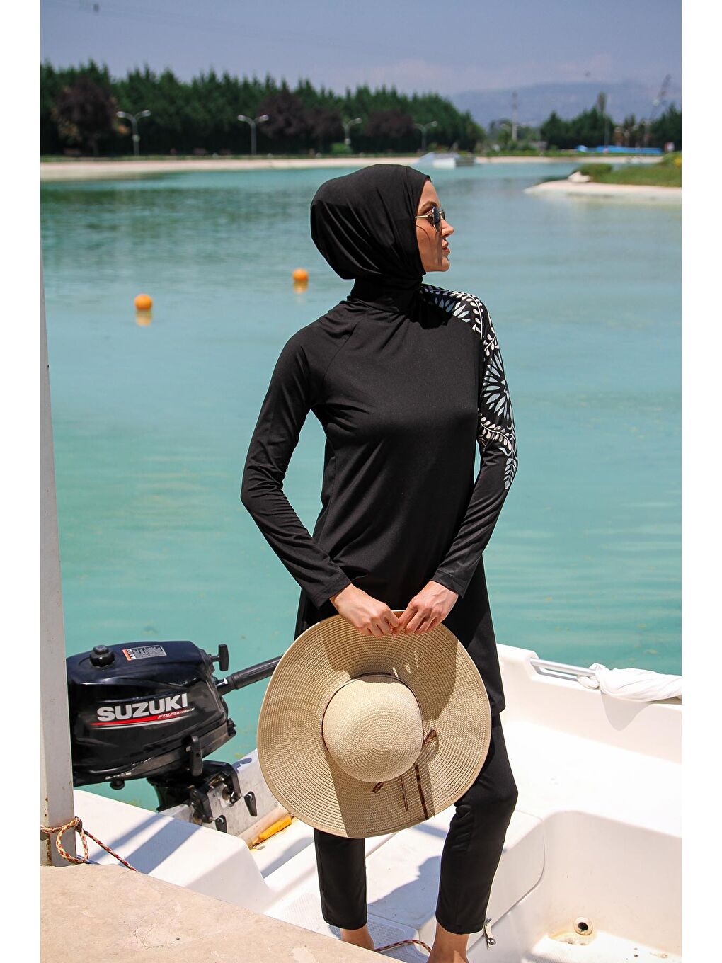 Tesettür Mayo 4’lü Tam Kapalı Desenli Siyah M2225-3