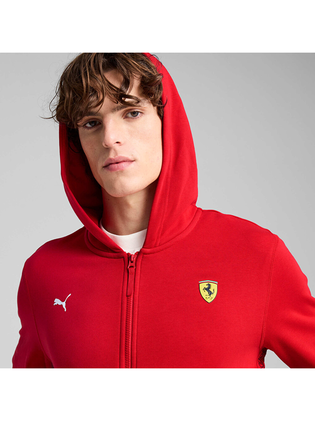 Kırmızı SCUDERIA FERRARI Race Erkek Kapüşonlu Ceket-5