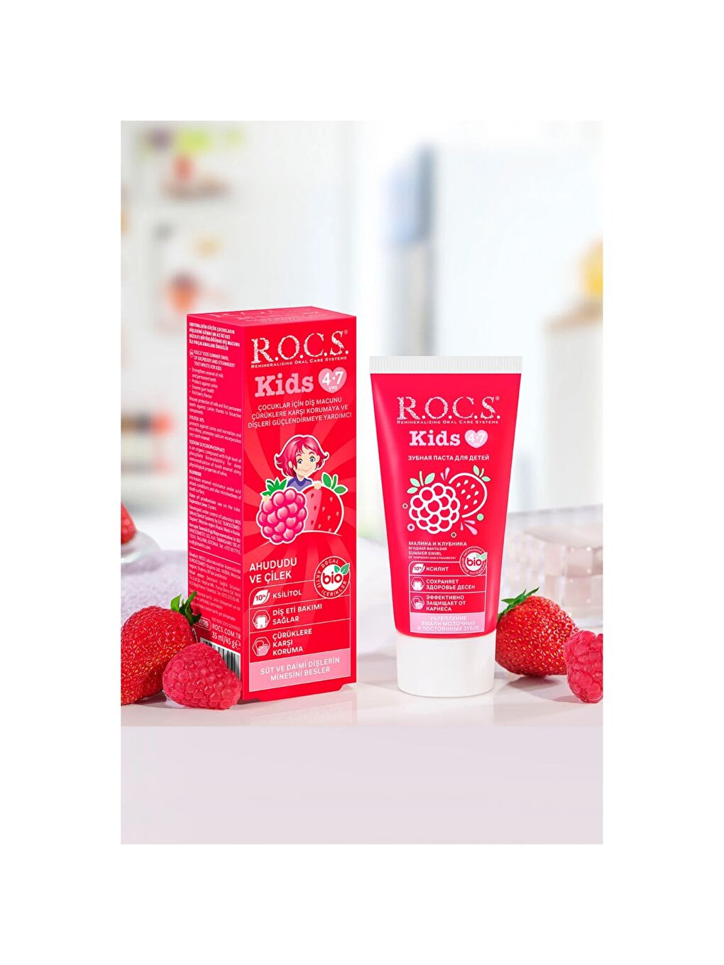 Kids 4-7 Yaş Ahududu ve Çilek Çocuk Diş Macunu 45gr-4