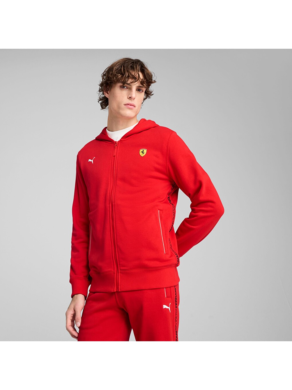 Kırmızı SCUDERIA FERRARI Race Erkek Kapüşonlu Ceket-6