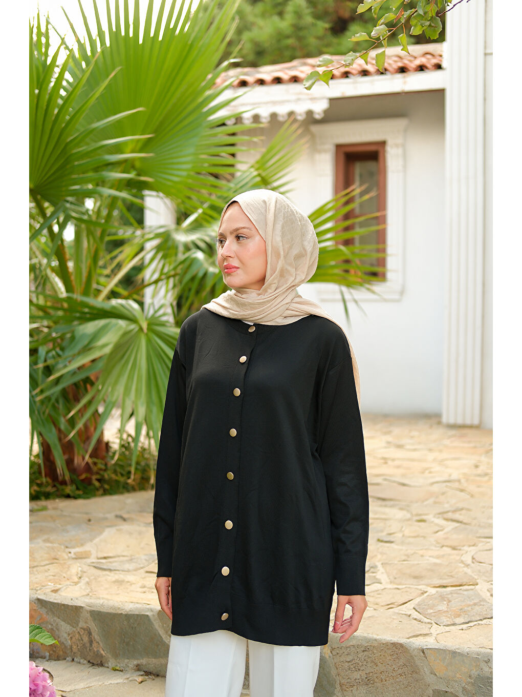 Kadın Ön Düğmeli Hırka Siyah-3