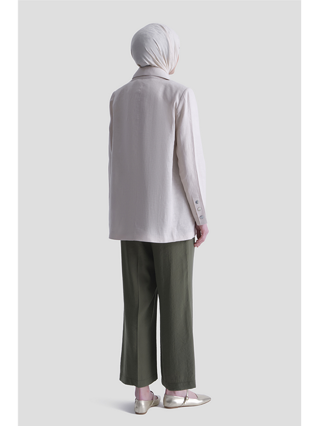 Beli Büzgülü Relax Pantolon Haki-3