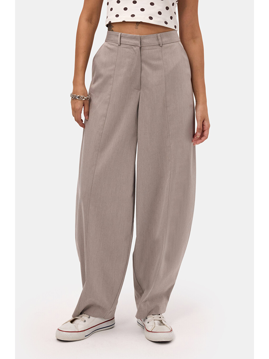 Kadın Gri s6-57 Skater Balon Fit Pantolon-1