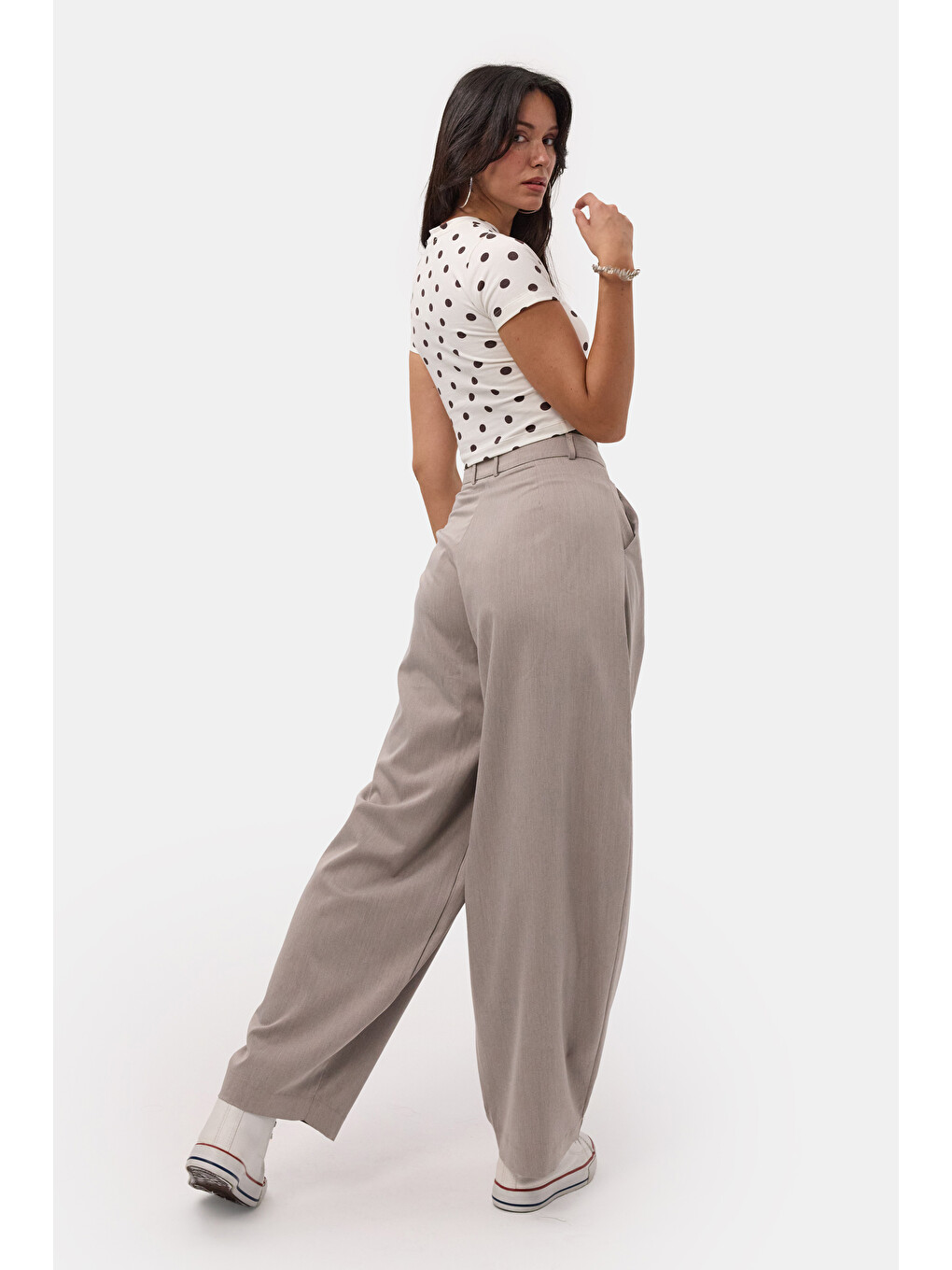 Kadın Gri s6-57 Skater Balon Fit Pantolon-4