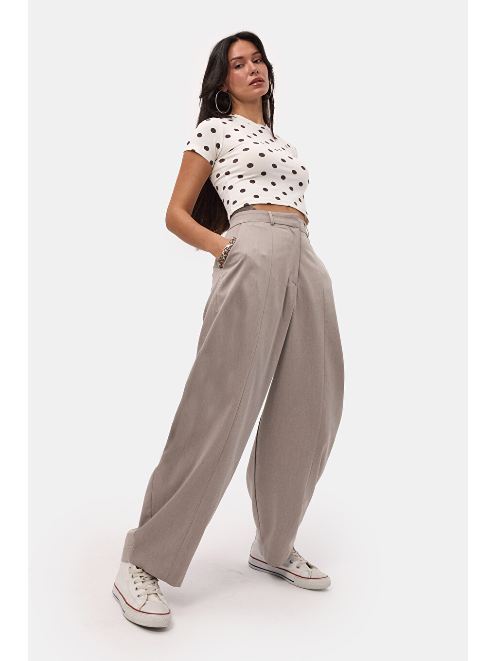 Kadın Gri s6-57 Skater Balon Fit Pantolon-5