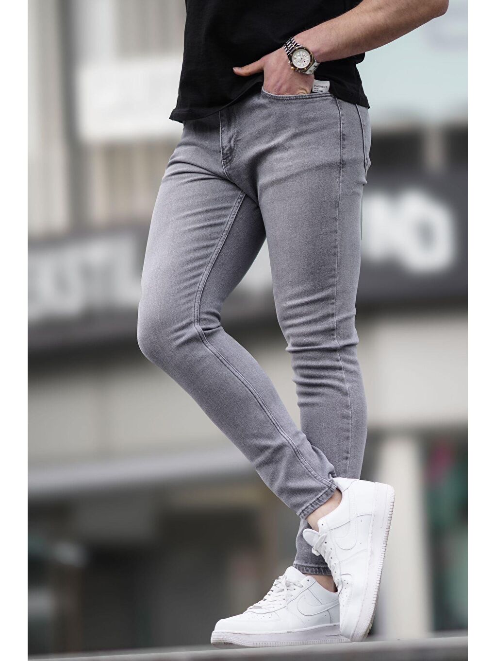 Madmext Gri Elastanlı Skinny Fit Erkek Jean 6323 - 1