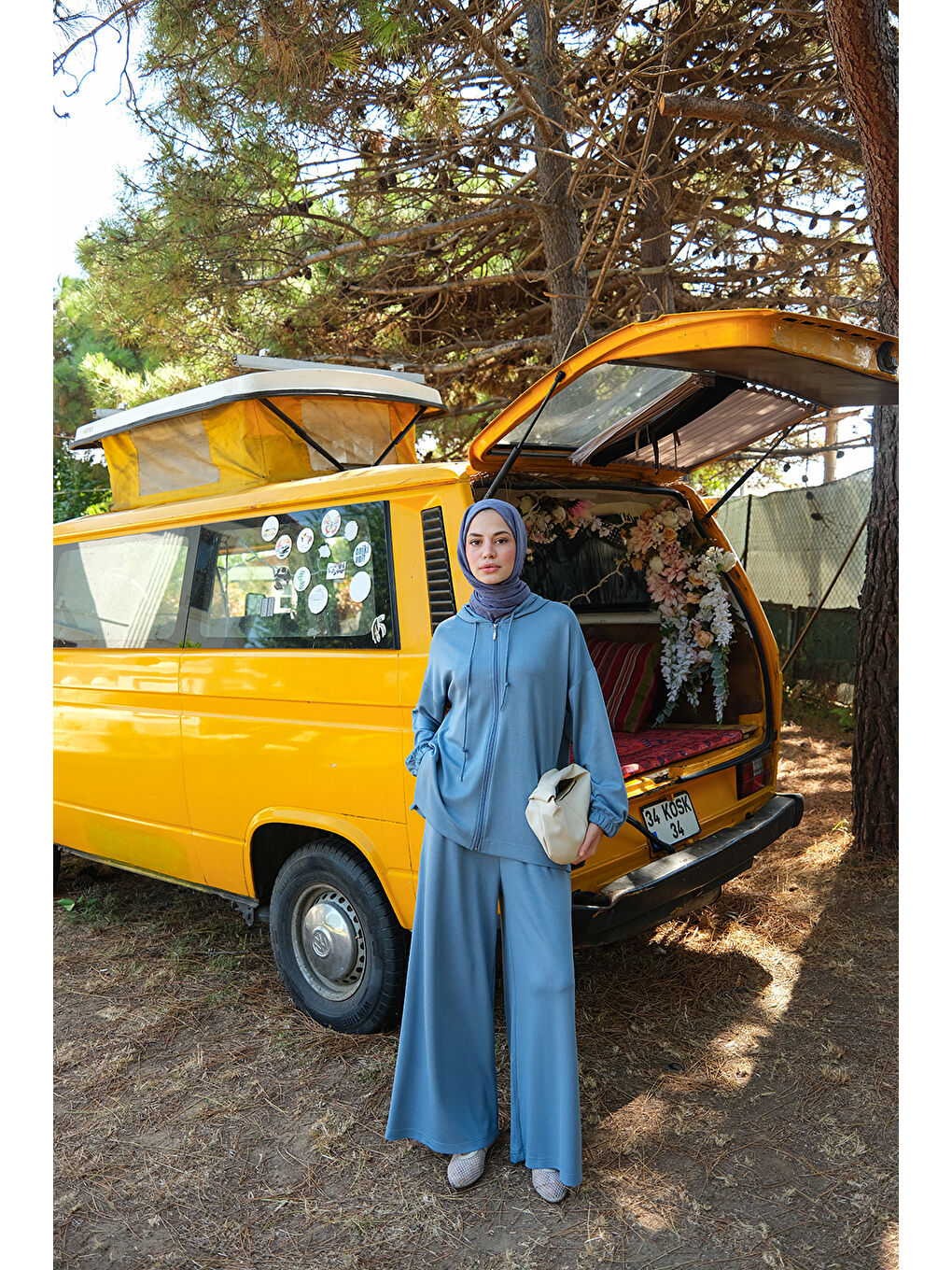 Kadın Kapüşonlu İkili Takım Açık Mavi