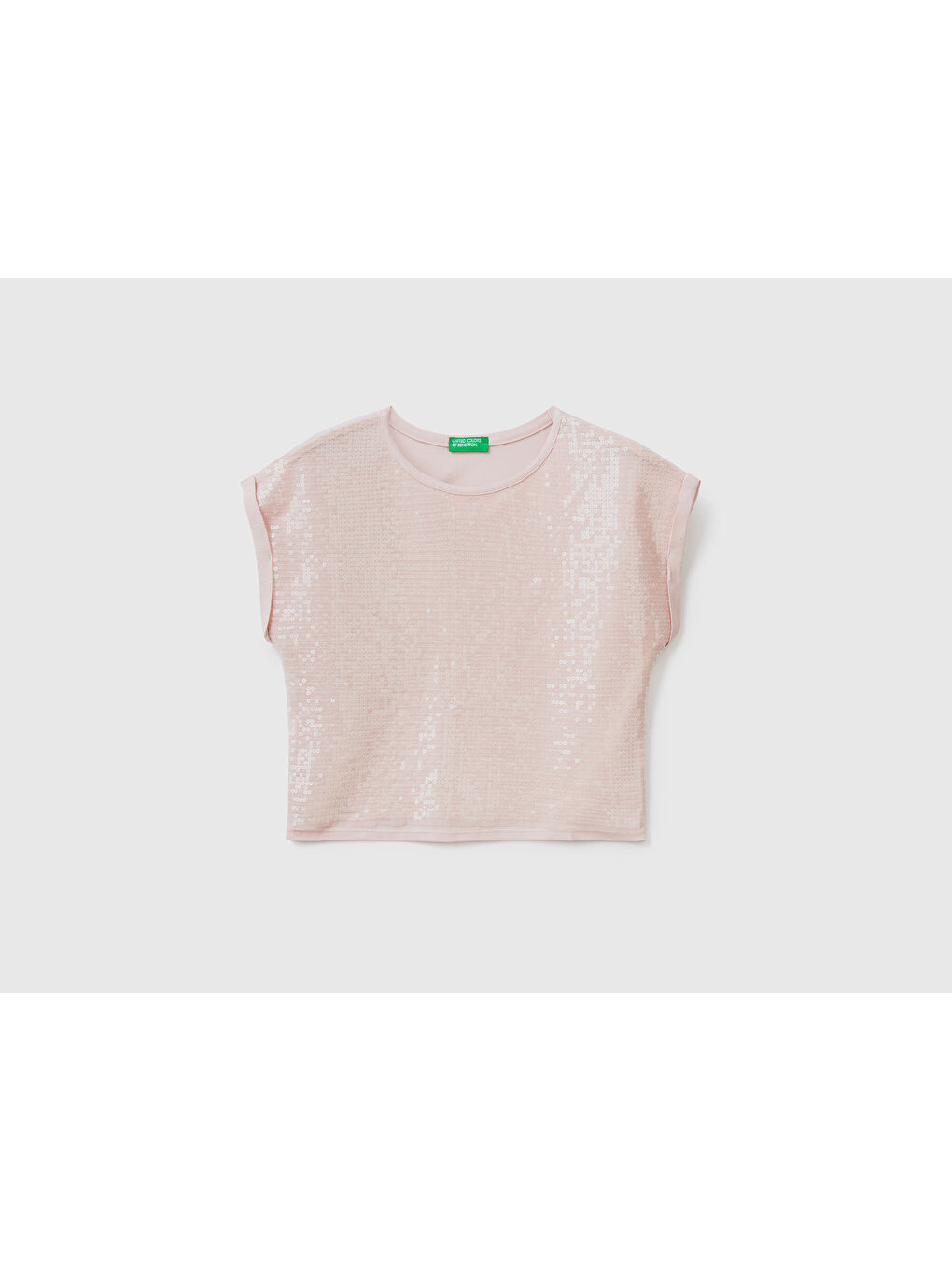 United Colors Of Benetton Kız Çocuk Açık Pembe Önü Payetli T-Shirt