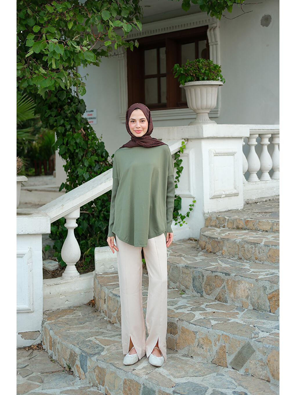 Kadın Kol Lastik Detay Tunik Çağla Yeşil-2