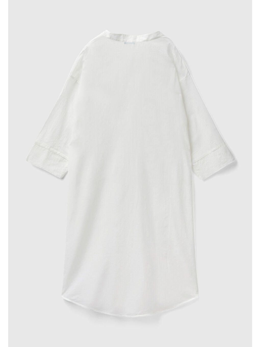 Ekru Kadın Krem %100 Pamuk Önü Düğmeli Hakim Yaka Gömlek Elbise-3