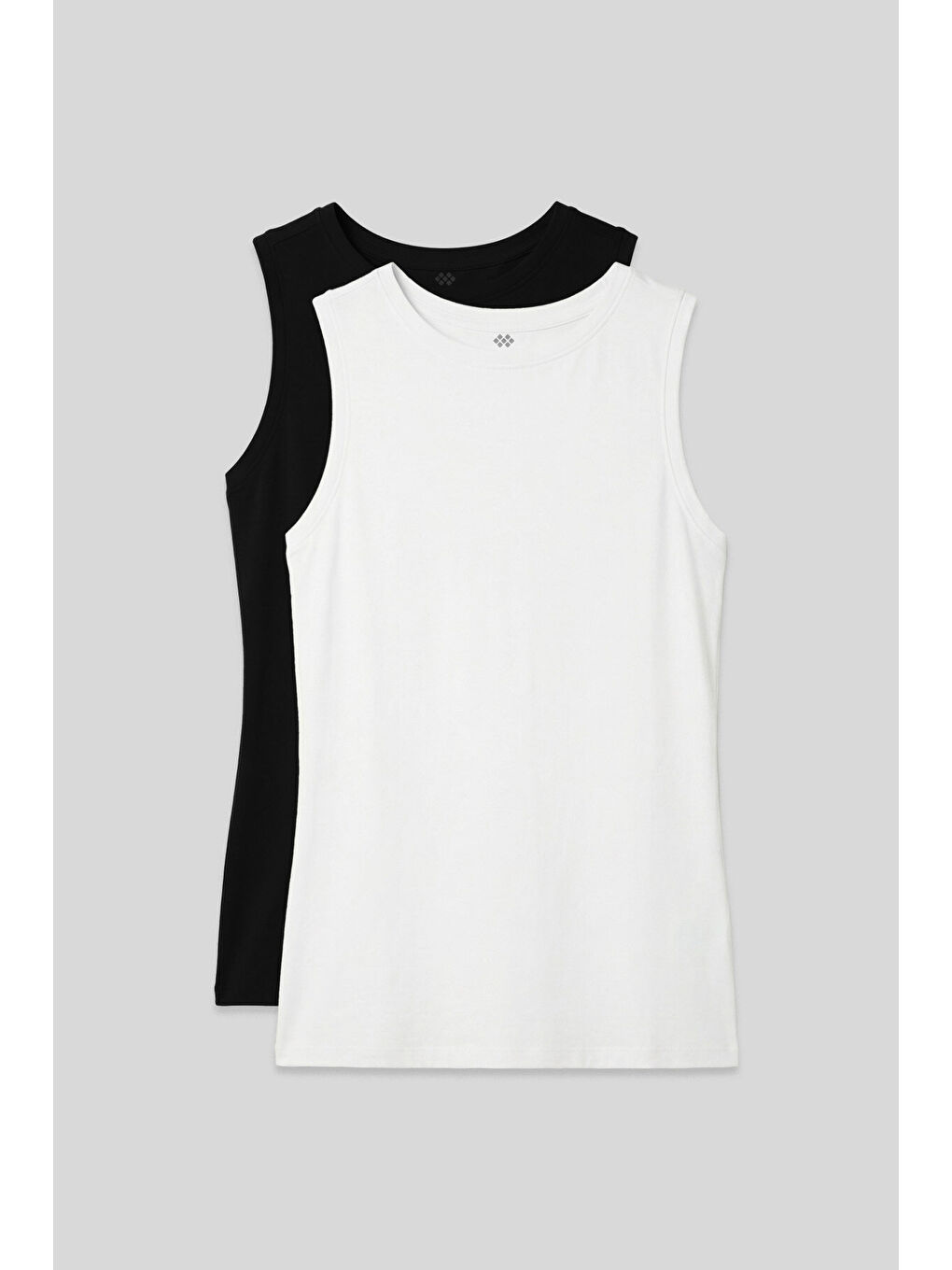 Slim Fit Basic O Yaka 2li Paket Siyah-Beyaz Kadın Atlet - 97313