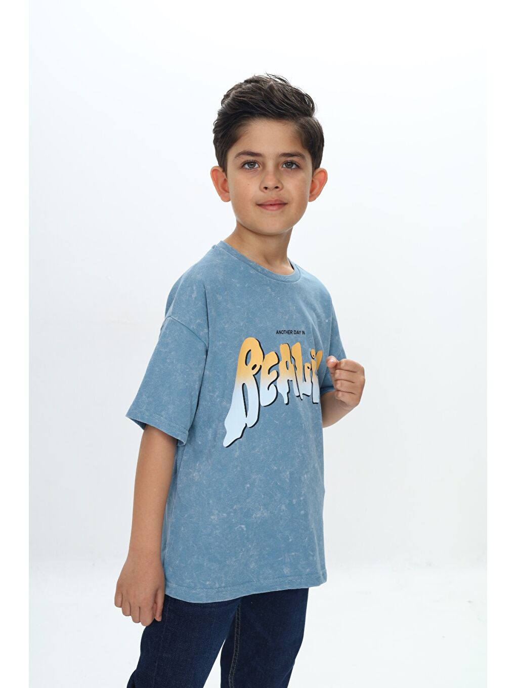 Mavi Erkek Çocuk Reality Baskılı Tişört-3