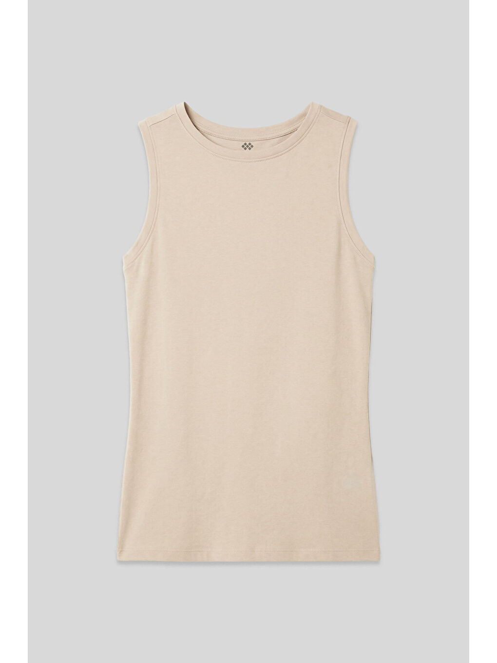 Bej Slim Fit Basic O Yaka Sıfır Kol Kadın Atlet - 97313-1