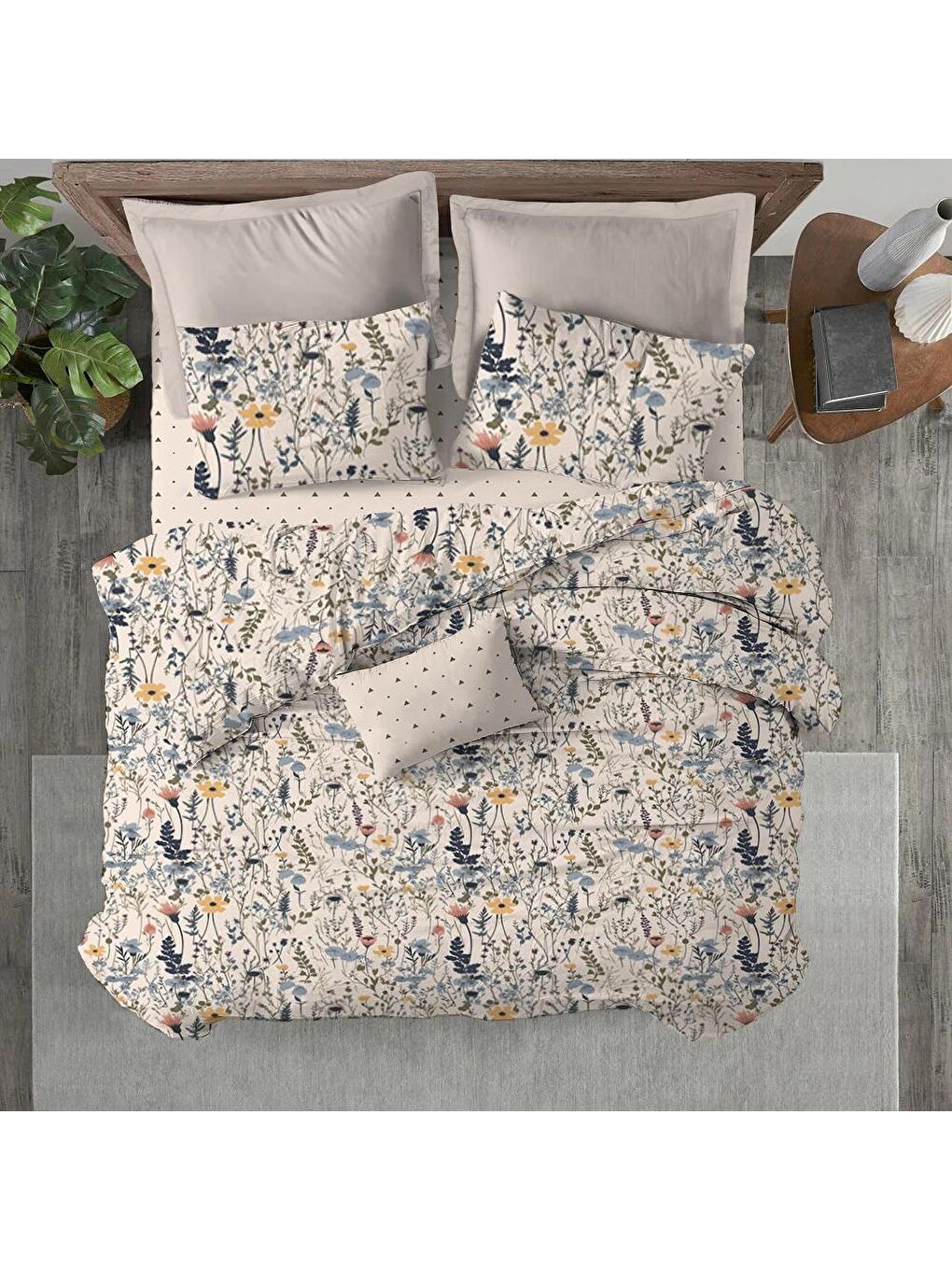 Karışık Baskılı,Desenli Çift Kişilik Nevresim Takımı (ÇARŞAFSIZ) 200x220 cm