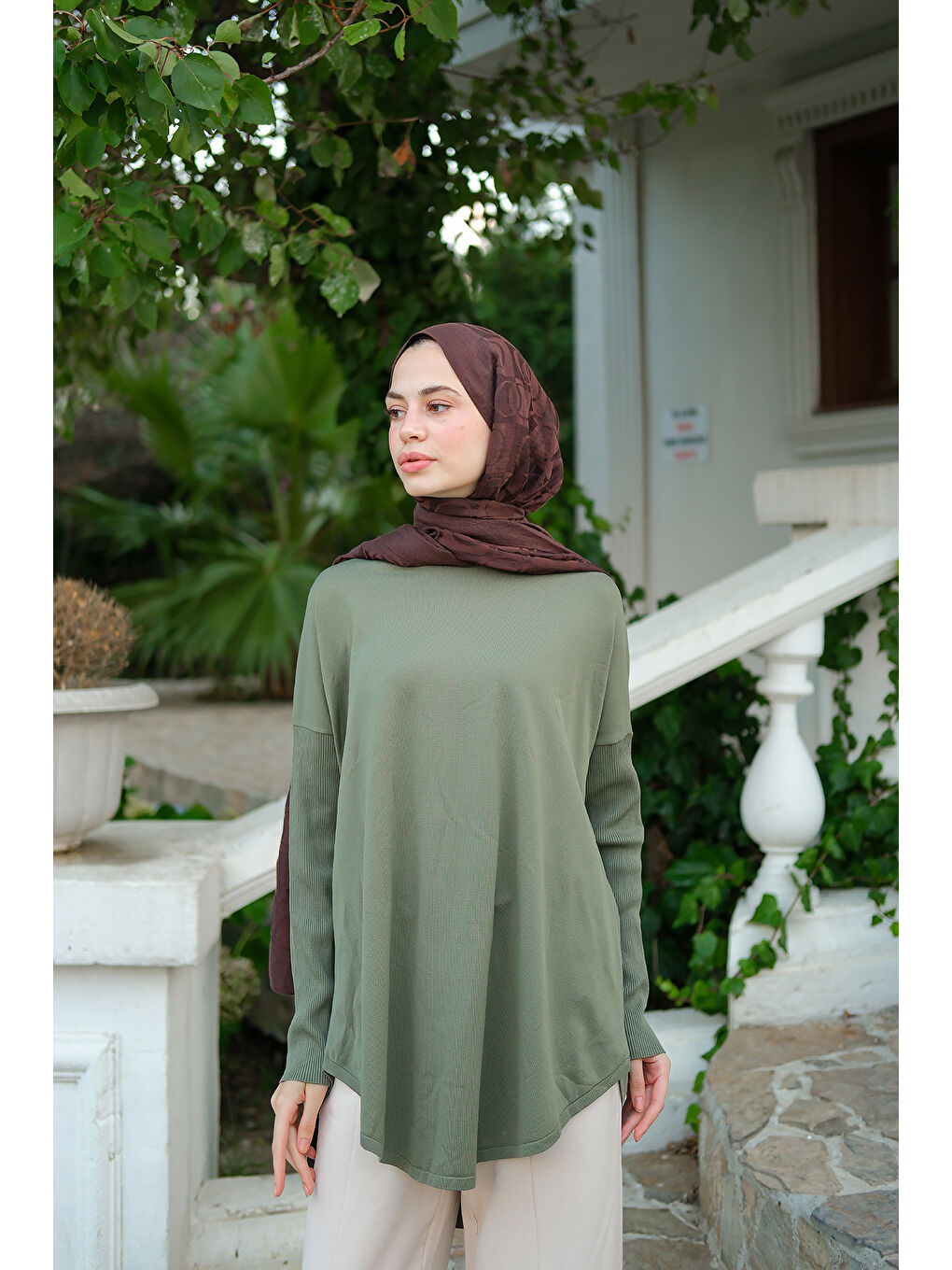 Kadın Kol Lastik Detay Tunik Çağla Yeşil-3