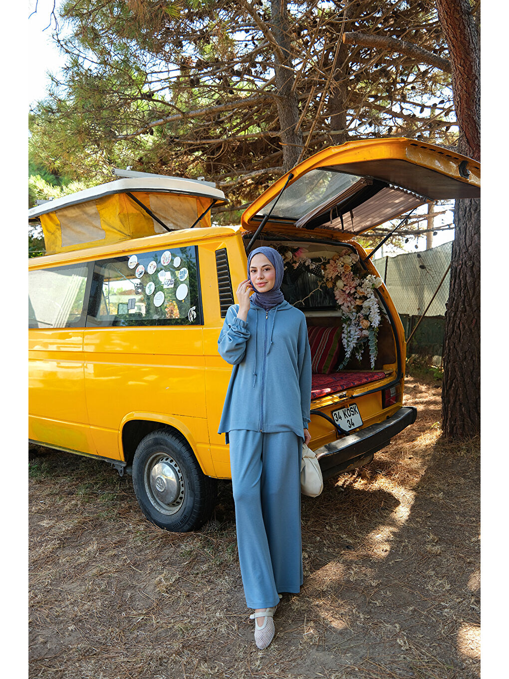 Kadın Kapüşonlu İkili Takım Açık Mavi-2