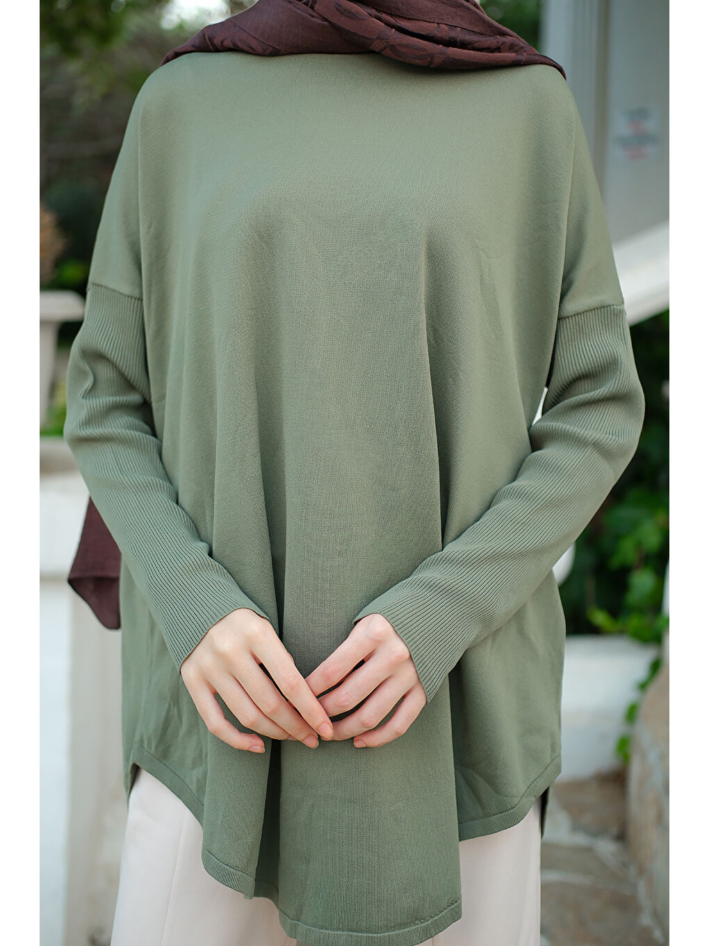 Kadın Kol Lastik Detay Tunik Çağla Yeşil-4