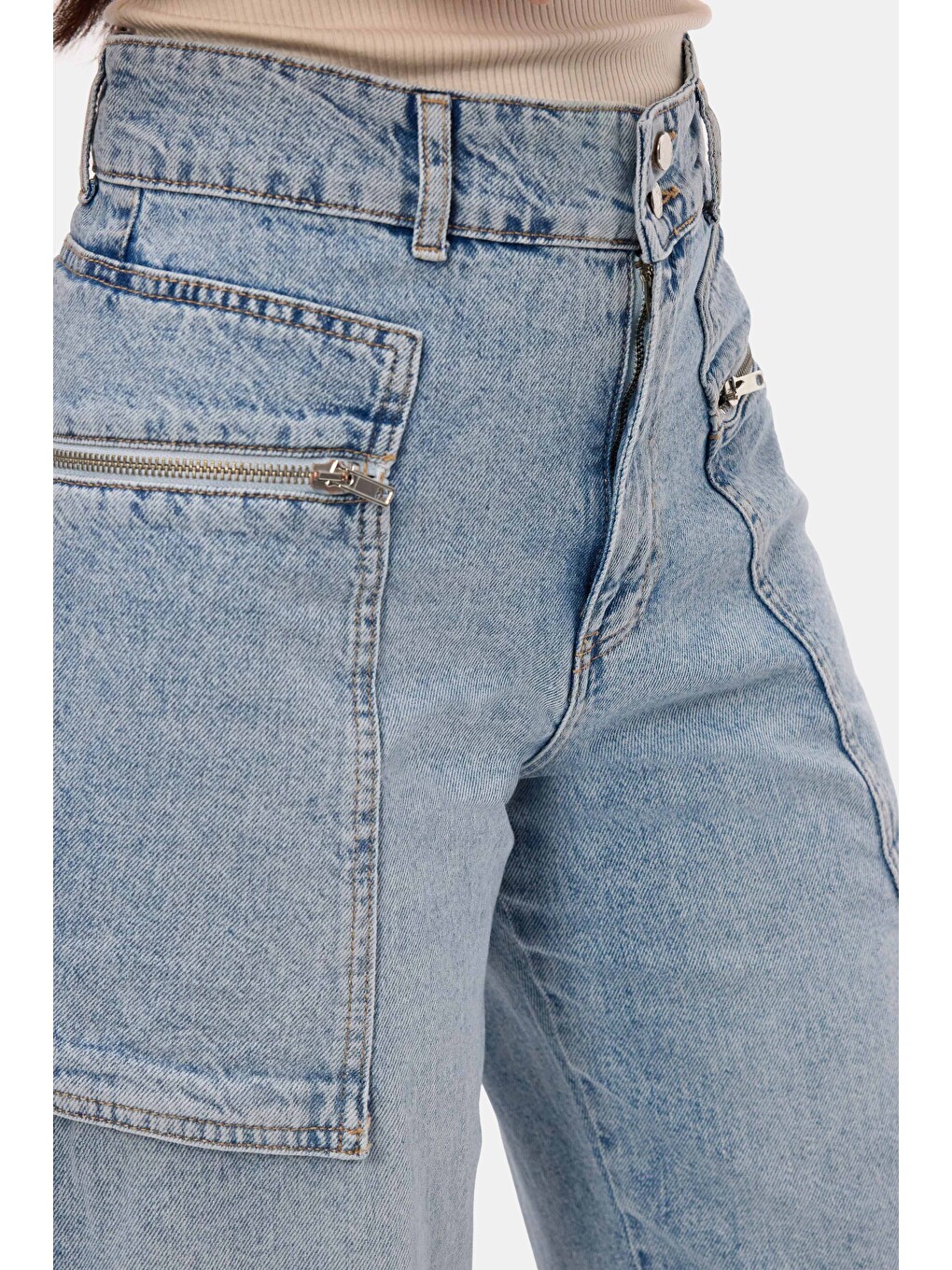 Mavi Kadın Jean Rengi 4s6-3 Relax Kargo Fit Denim Jean-1