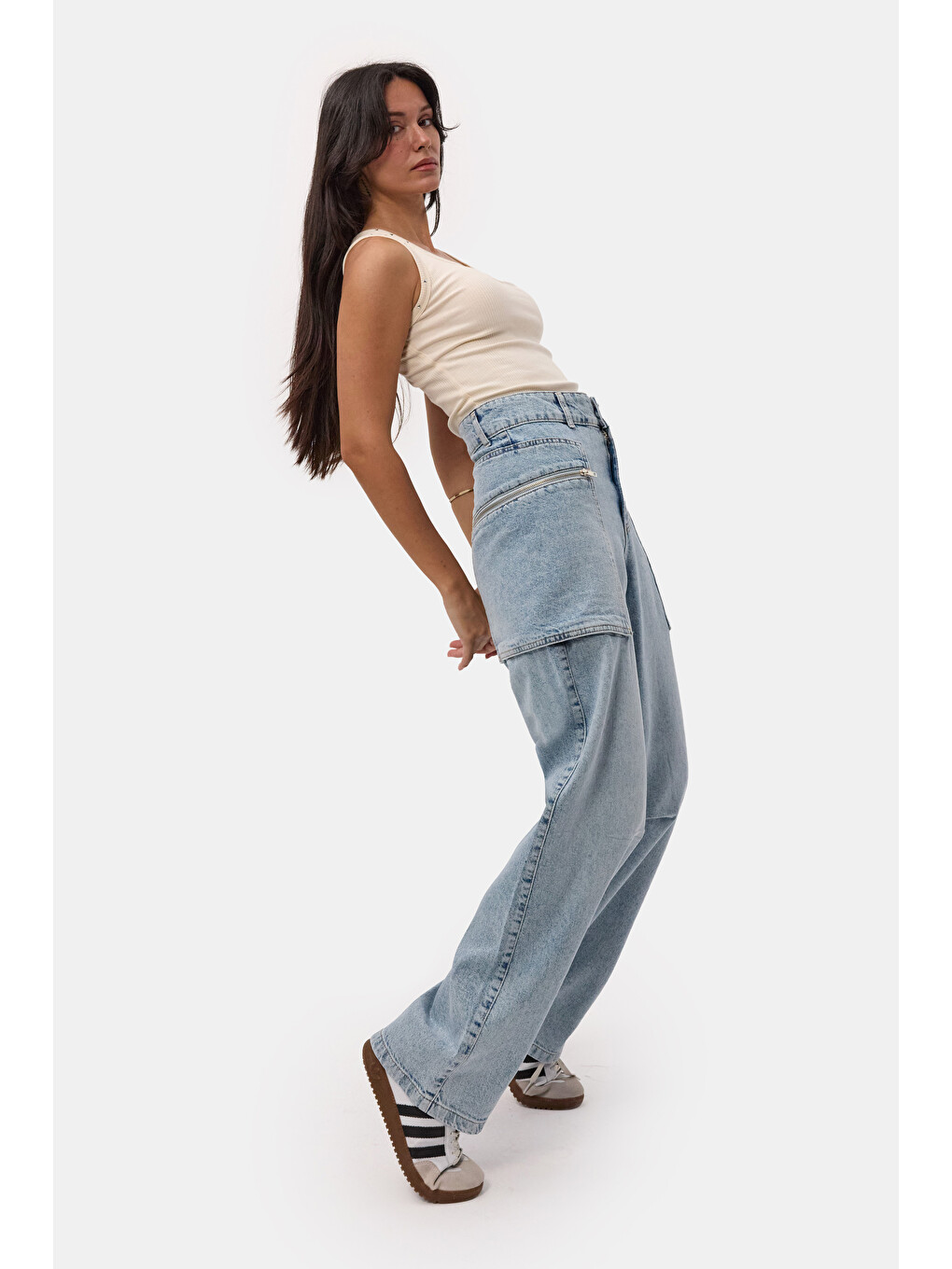 Mavi Kadın Jean Rengi 4s6-3 Relax Kargo Fit Denim Jean-2