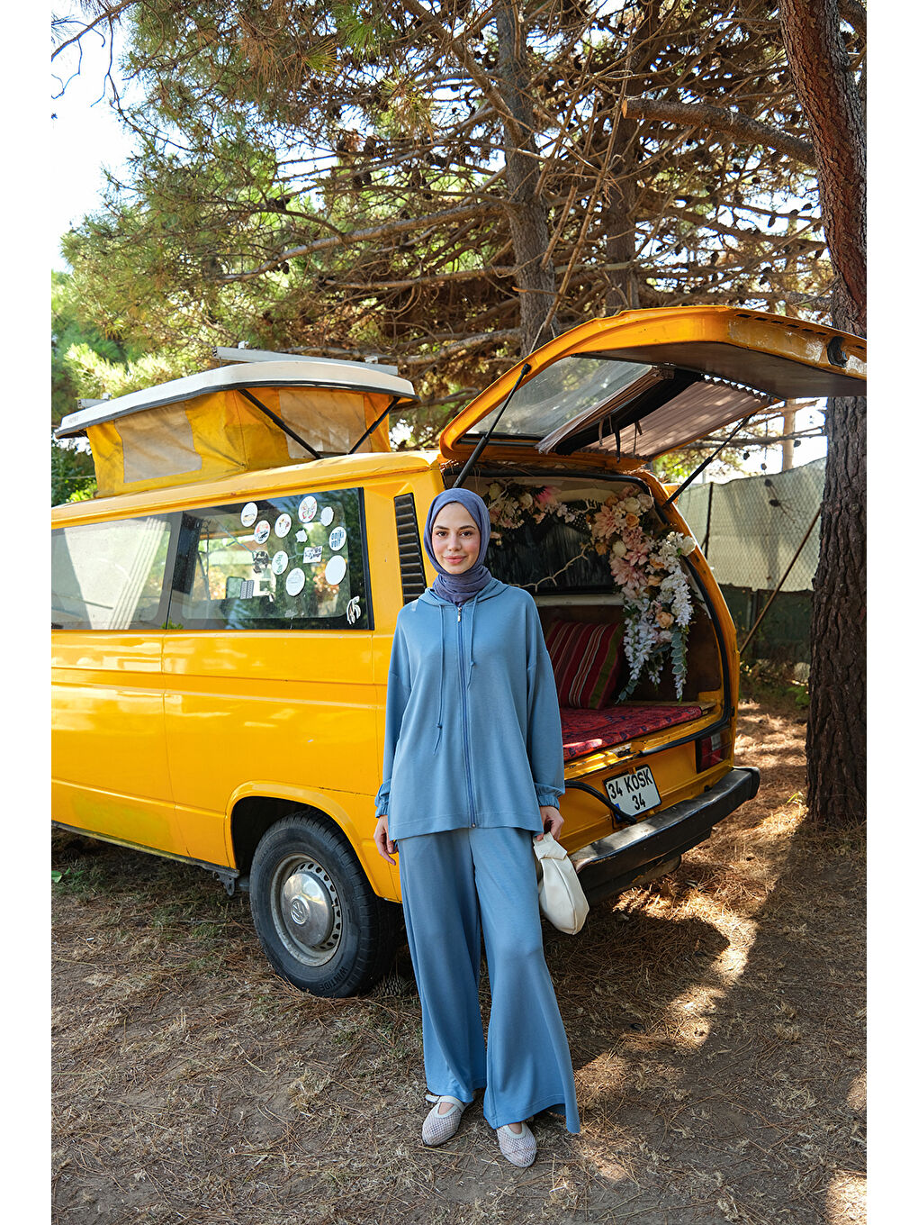 Kadın Kapüşonlu İkili Takım Açık Mavi-3