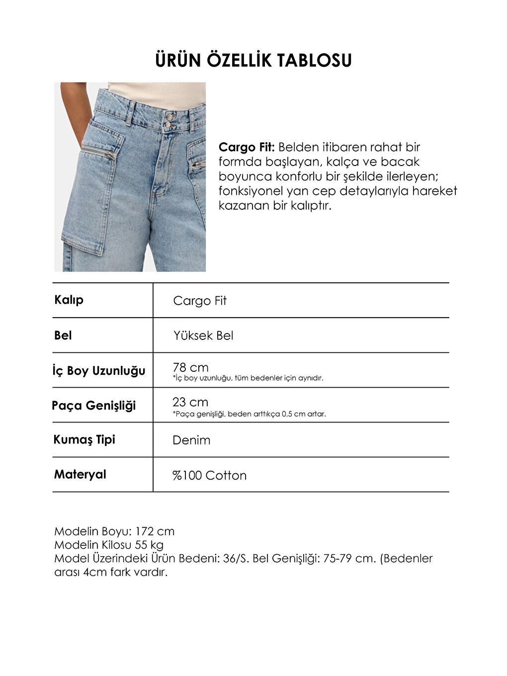 Mavi Kadın Jean Rengi 4s6-3 Relax Kargo Fit Denim Jean-4