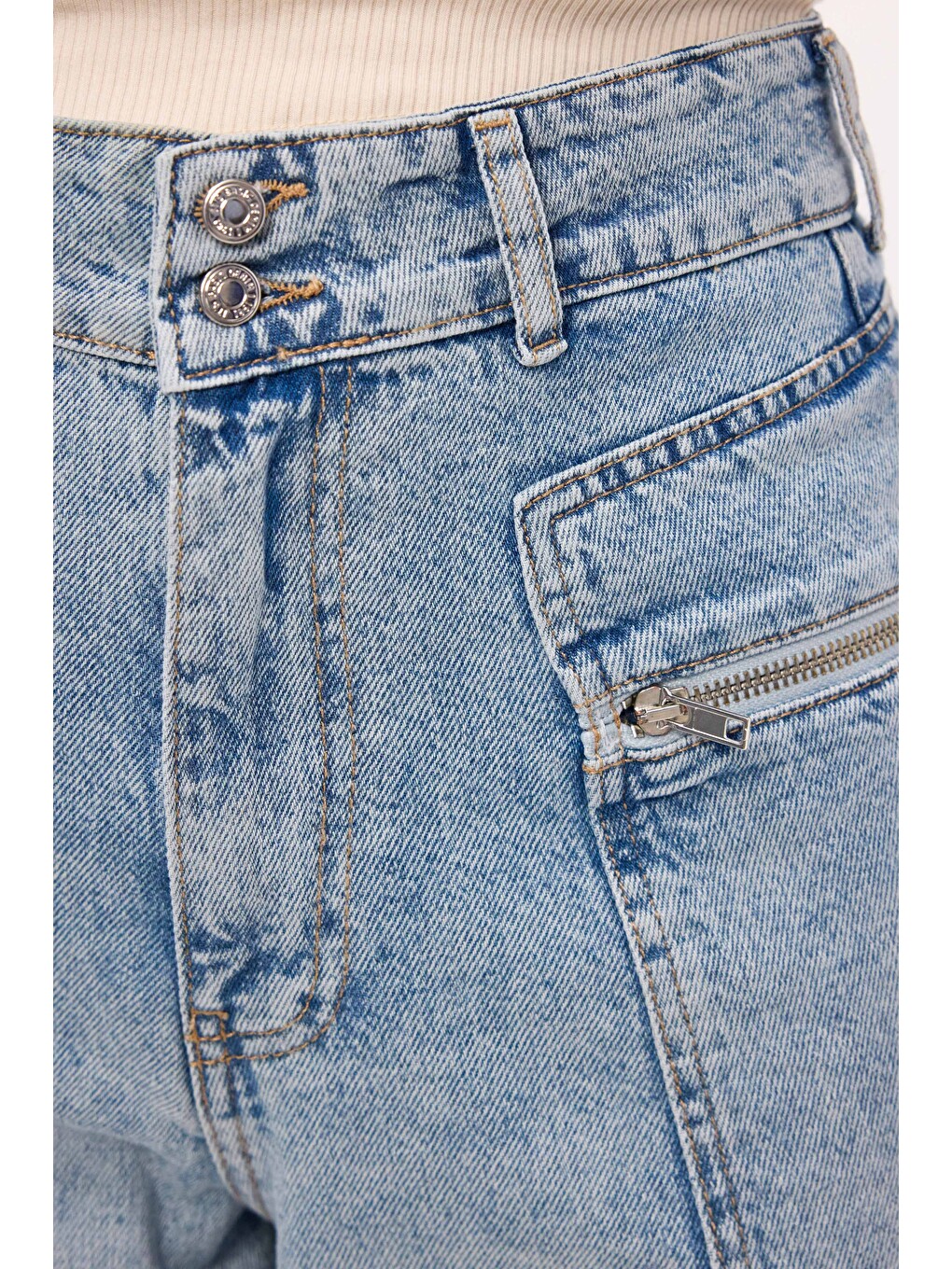 Mavi Kadın Jean Rengi 4s6-3 Relax Kargo Fit Denim Jean-6
