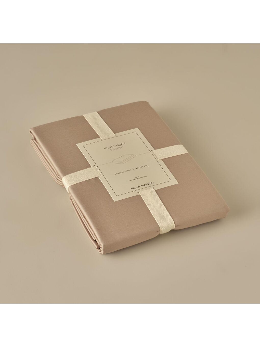 Kahverengi %100 Pamuk Saten Basic King Size Düz Çarşaf Vizon-2