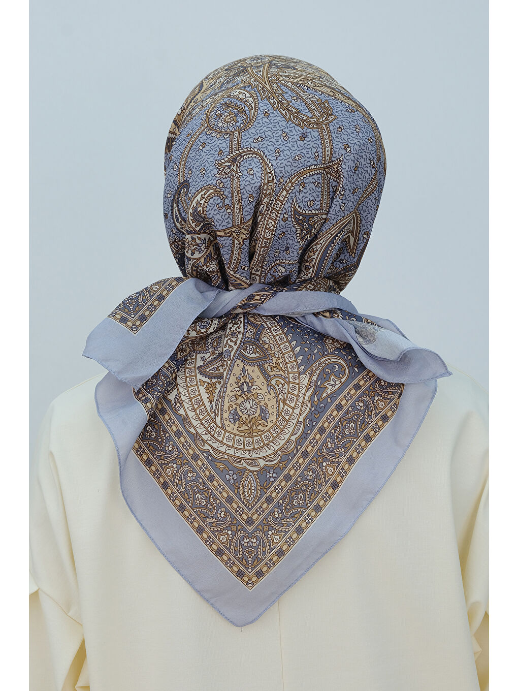 Etnik Desen Soft Eşarp Gri-3