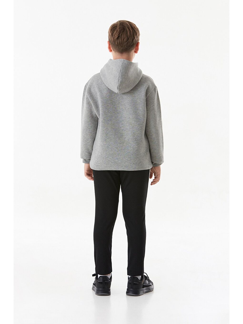 Siyah Beli Bağlamalı Duble Paça Erkek Çocuk Pantolon-2