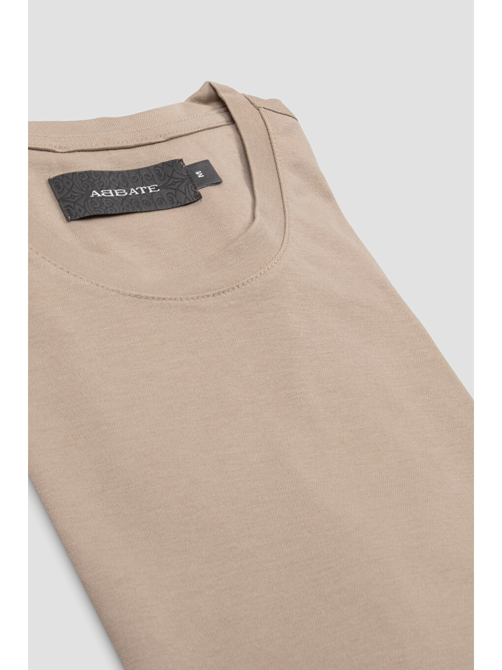 Palm Merserize Pamuklu Modern Fit Koyu Bej Bisiklet Yaka Erkek Düz Shirt-1