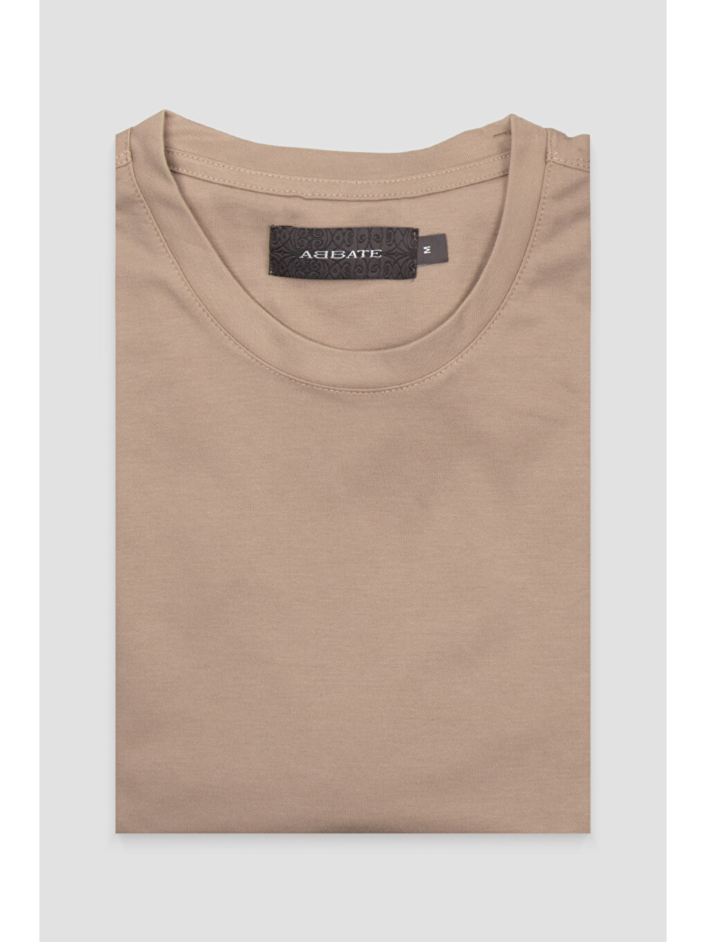 Palm Merserize Pamuklu Modern Fit Koyu Bej Bisiklet Yaka Erkek Düz Shirt-3