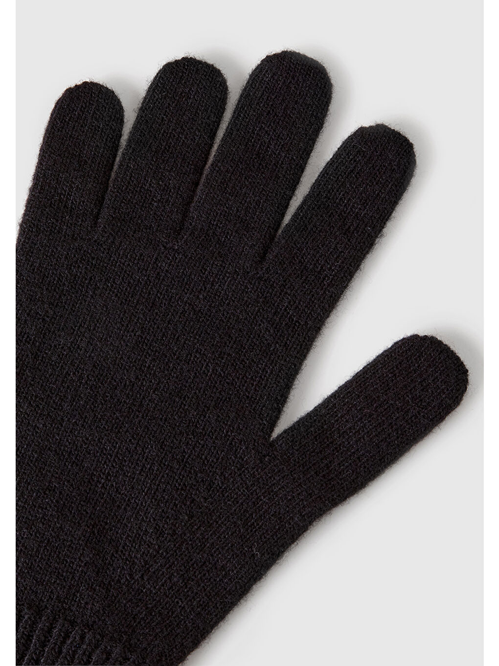 Kadın Siyah %100 Yün Bilek Detaylı Düz Eldiven-1