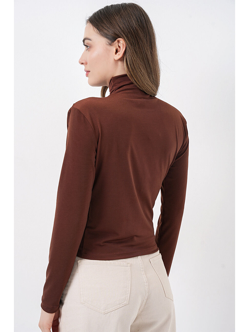 Kahverengi 925 Büzgü Detaylı Sandy Bluz - A.Kahve-6