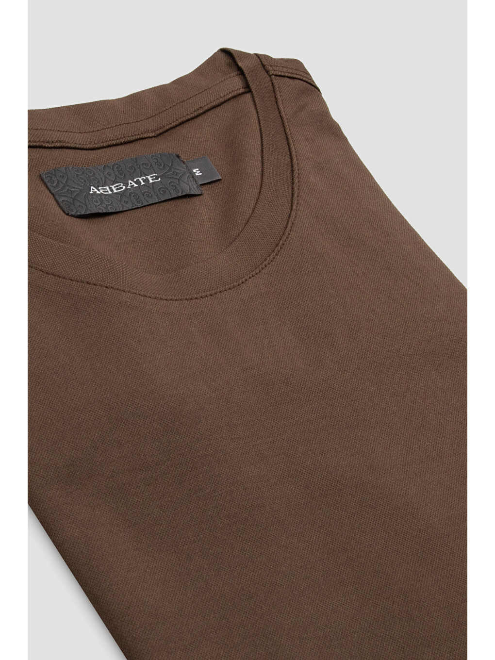 Palm Merserize Pamuklu Modern Fit Kahverengi Bisiklet Yaka Erkek Düz Shirt-1