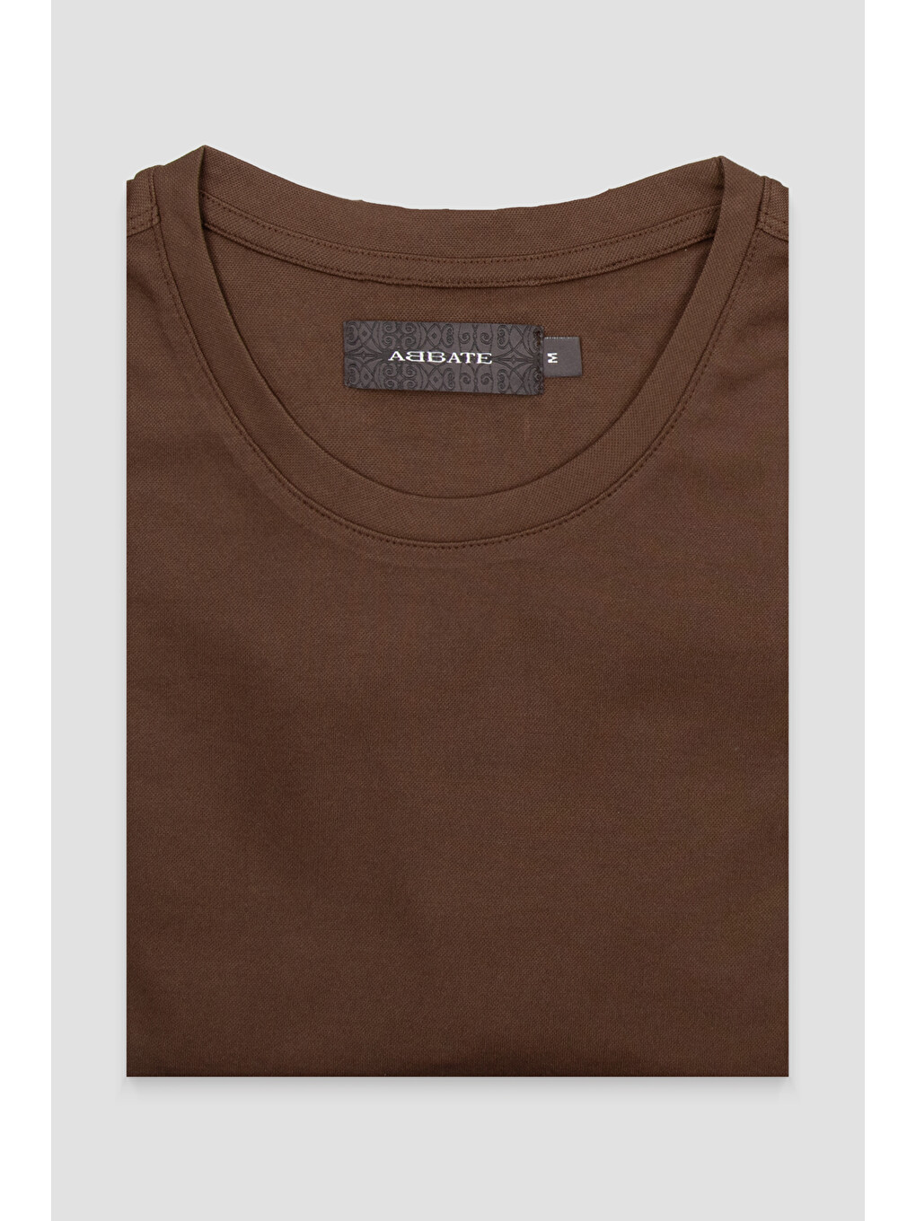 Palm Merserize Pamuklu Modern Fit Kahverengi Bisiklet Yaka Erkek Düz Shirt-3