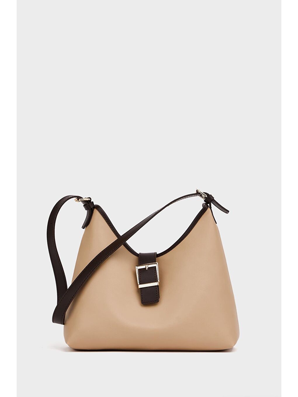 Bej Gold Toka Detaylı  El Ve Omuz Çantası Vizon-2