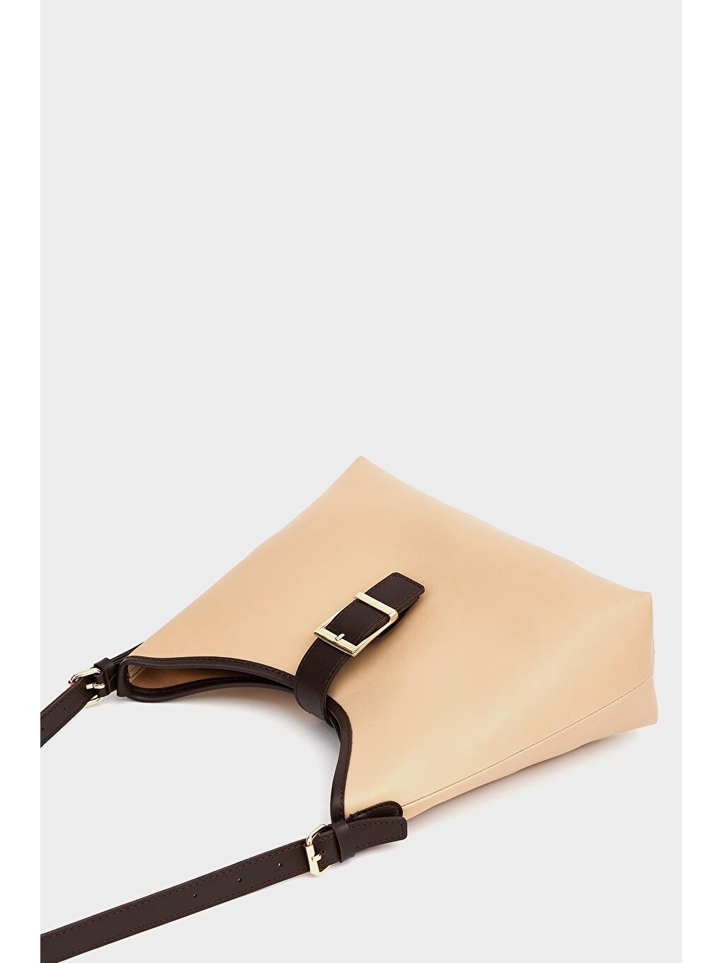 Bej Gold Toka Detaylı  El Ve Omuz Çantası Vizon-3