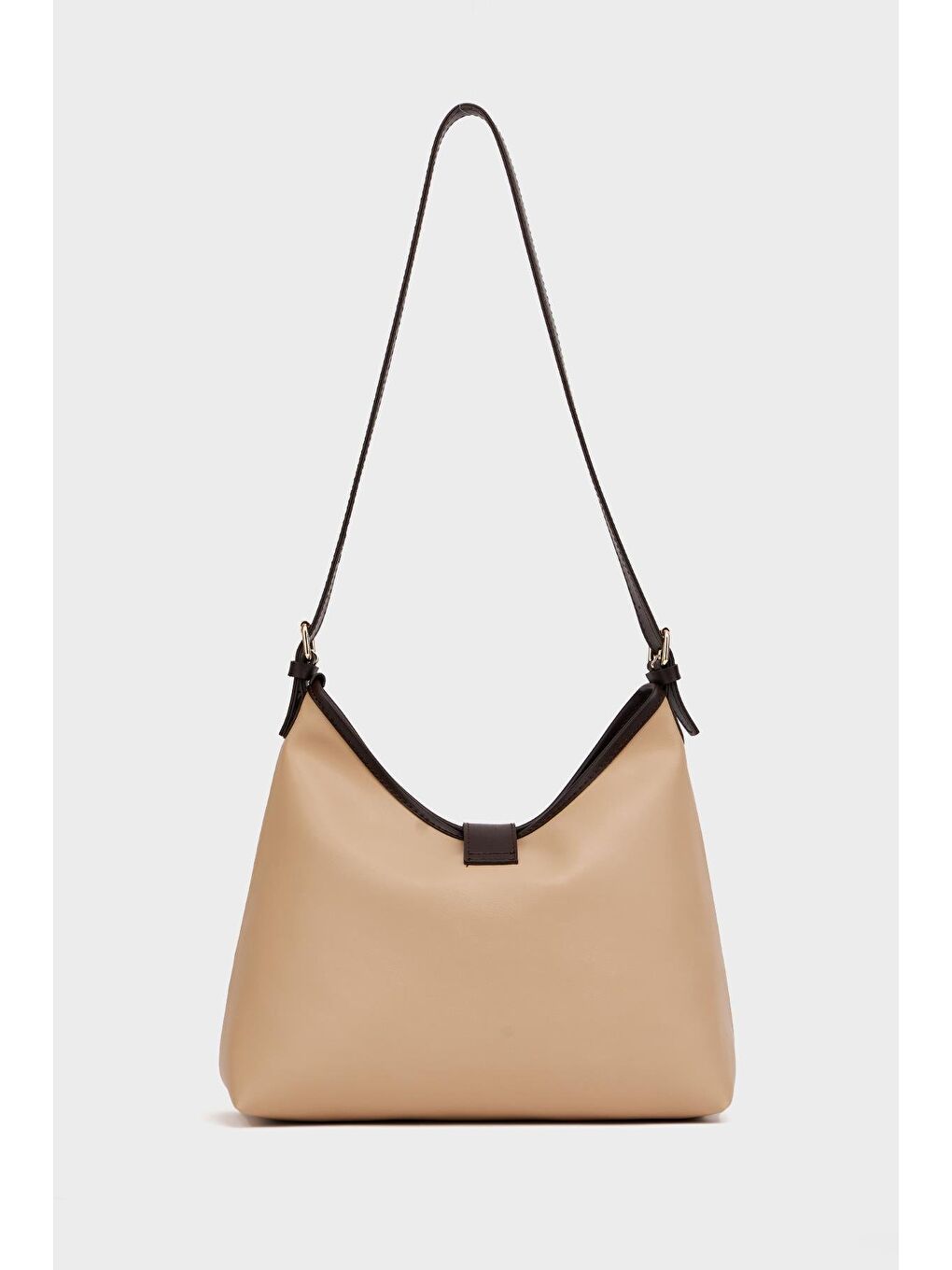 Bej Gold Toka Detaylı  El Ve Omuz Çantası Vizon-4