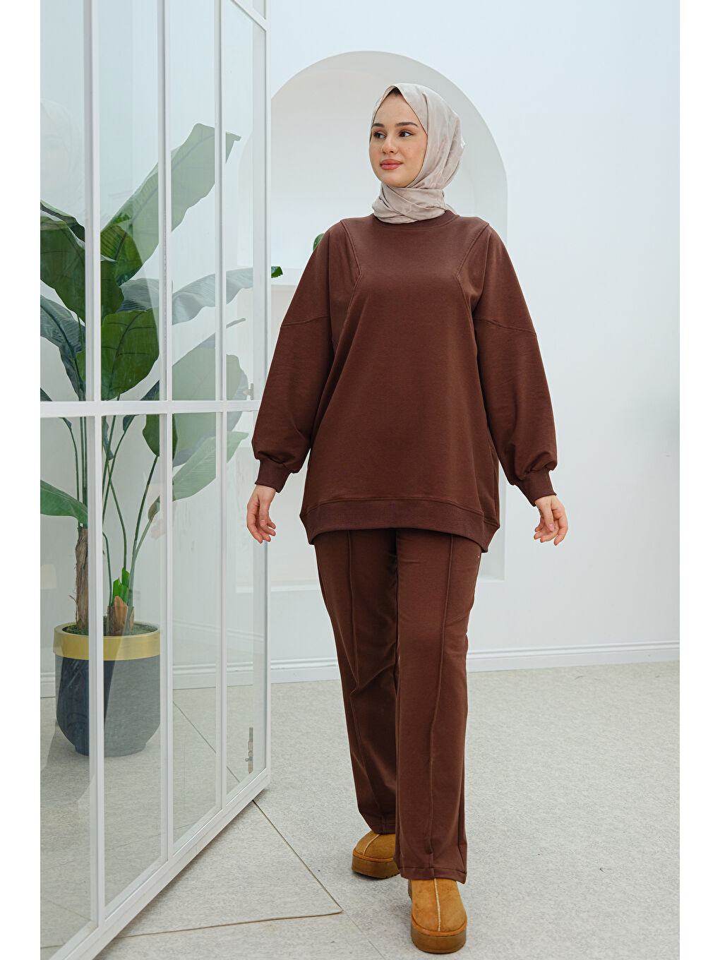 Omuz Detay İkili Takım Kahverengi-2