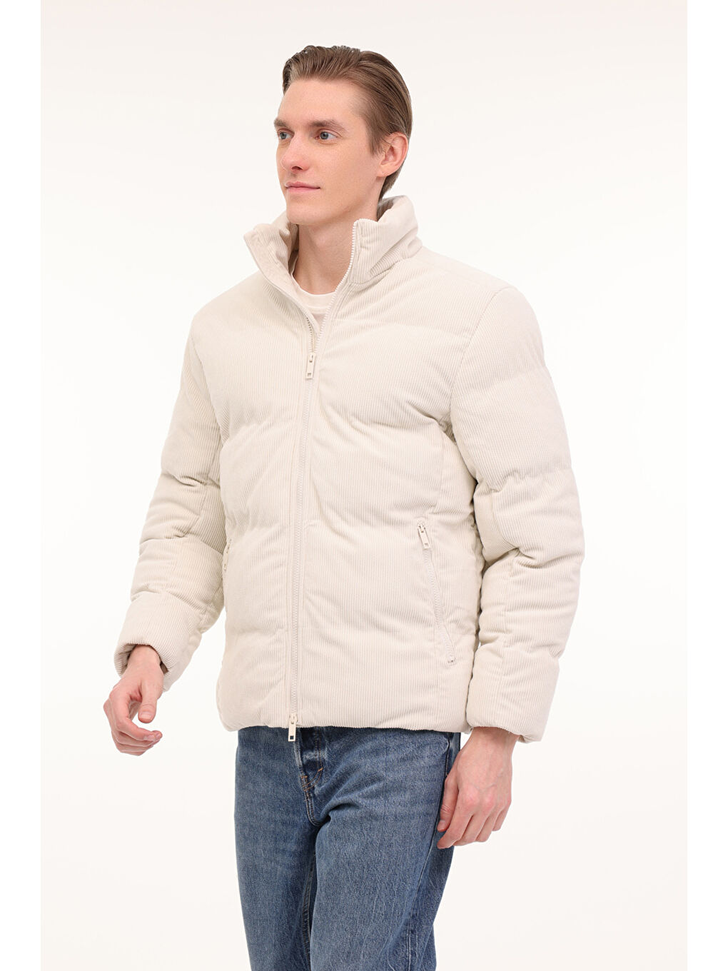 Gri ML VELVET COAT 24057 4PR Taş Rengi Erkek Kısa Kaban