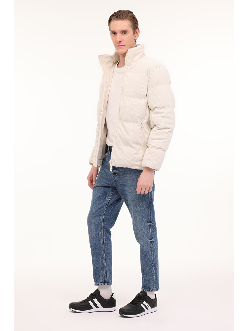 Gri ML VELVET COAT 24057 4PR Taş Rengi Erkek Kısa Kaban-2