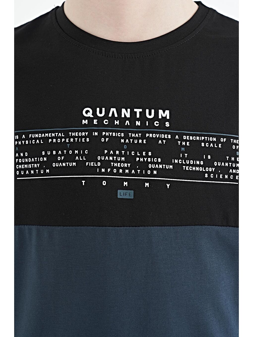 Orman Yeşili Yazı Baskılı Renk Bloklu Standart Kalıp O Yaka Erkek Çocuk Tişört - 11134-8