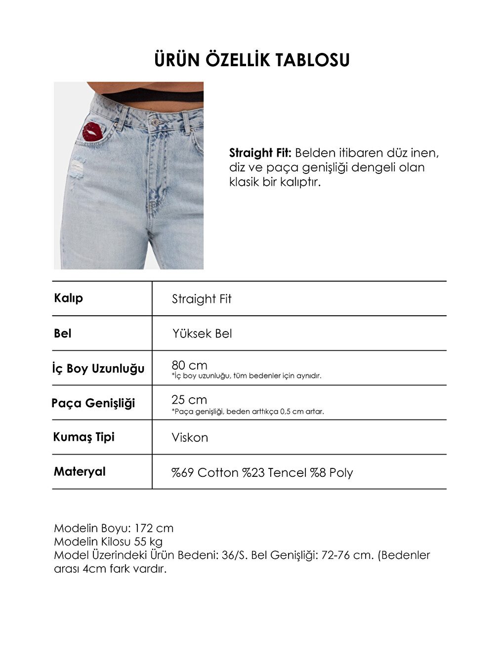 Mavi Kadın Ice T-12s6-3 Straight Fit Özel Tasarım Denim Jean-5