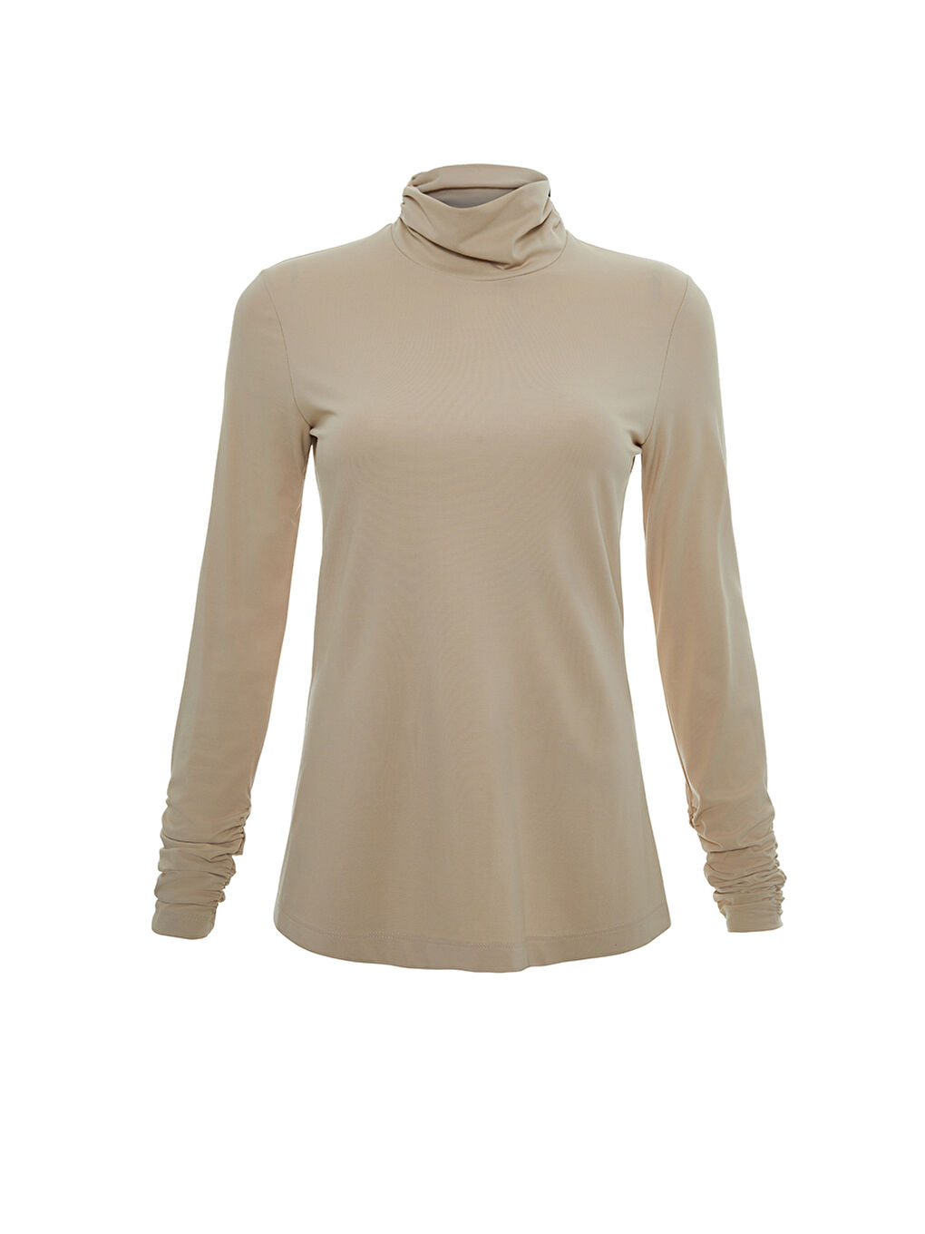 Bej Büzgü Detaylı Bluz