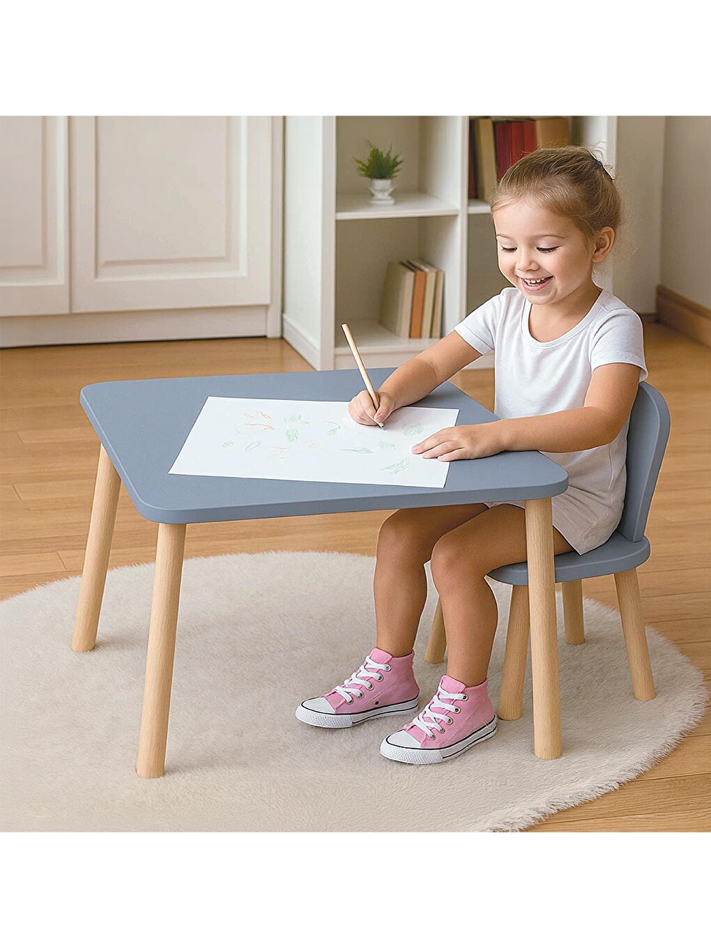 Gri Naturel 1 Sandalyeli Set - Standart